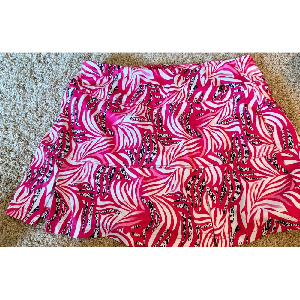 Bolle Womens Pink White Abstract Palm Print Pleated Tennis Golf Skort Small